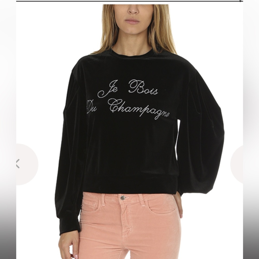 MISA Los Angeles Black Velvet Sweatshirt. Sz XS. NWT.